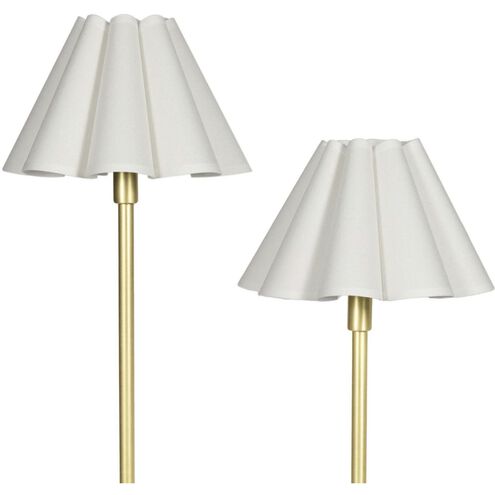 Polly 29.25 inch 60 watt Natural Brass Double Arm Table Lamp Portable Light in White Linen